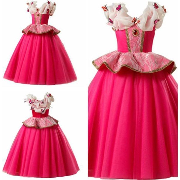 Elegant Rosa Prinsessklänning Törnrosa Maskeraddräkt Rosa 128