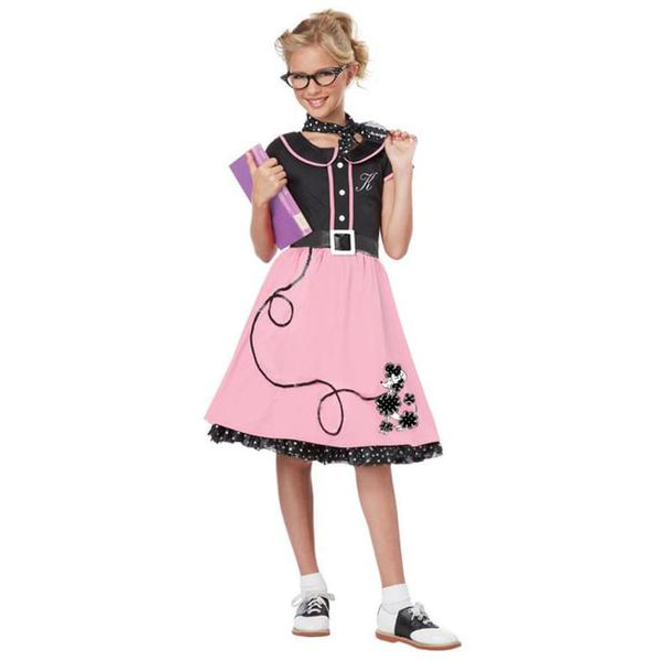 50-TALS FLICKA BARN MASKERADDRÄKT Maskeradkläder Pink Large 10-12 år