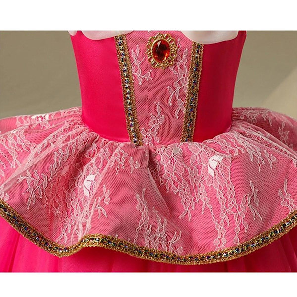 Elegant Rosa Prinsessklänning Törnrosa Maskeraddräkt Pink 140