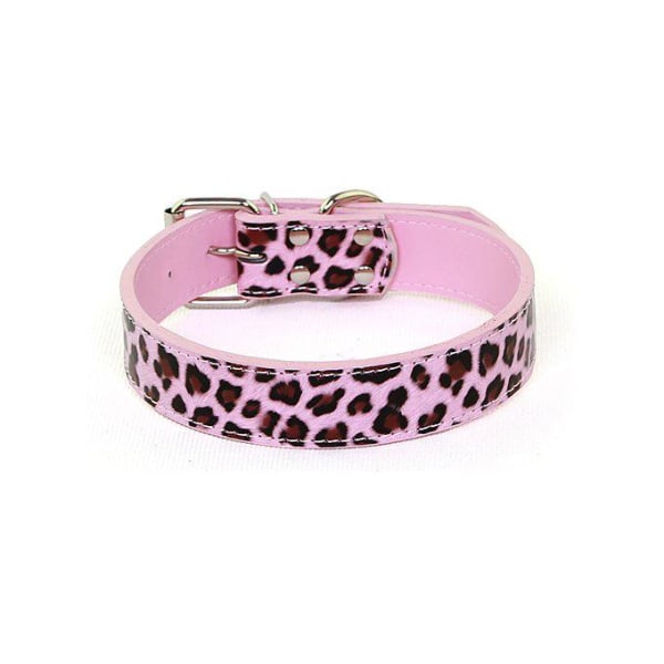 Hundhalsband Läderhalsband Leopard M 2.0 x 42 cm Pink M