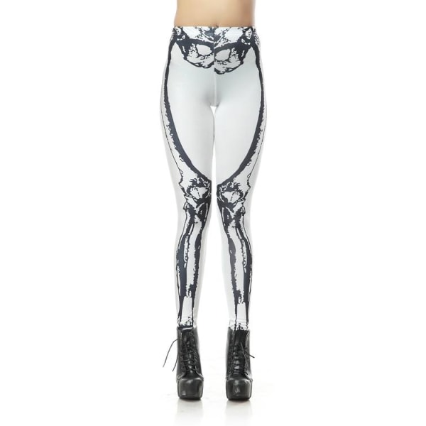 Vita Leggins med Svart Skelett White S