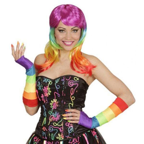 Pride Multifärgade fingerlösa handskar Maskerad Multicolor one size