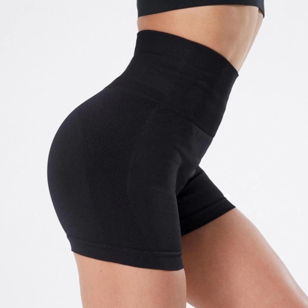 Svarta Fitness shorts med hög midja Black M