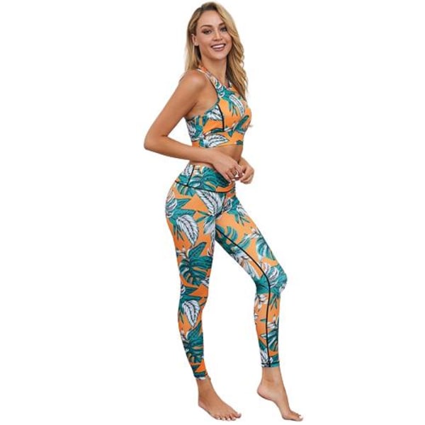 Tropisk Fitness Yoga 2-delat Träningsset MultiColor S