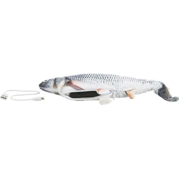 Interaktiv Katt Hund Aktivitets Leksak Sprattlande fisk Silver one size