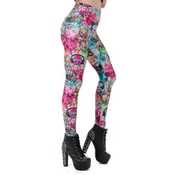 Farverige leggings med masker MultiColor XL