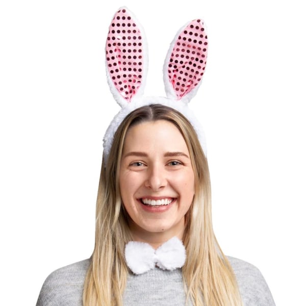 Bunny setti 3-osainen Ears Bow Tie Fluffy Tassel Masquerade White one size