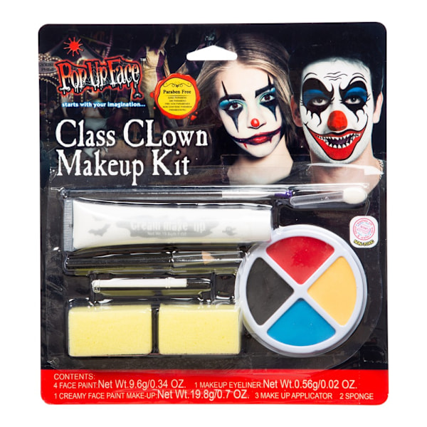 Sminkset Läskig Clown Maskeradsmink Halloweensmink multifärg one size