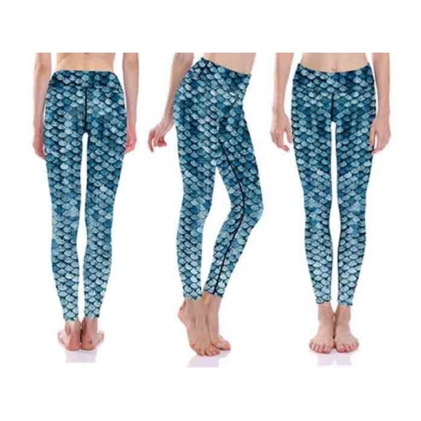 Blå Mermaid Yoga Leggings Blue XXXL