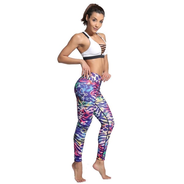 Färgglada Djurmönstrade Yoga Leggings MultiColor S