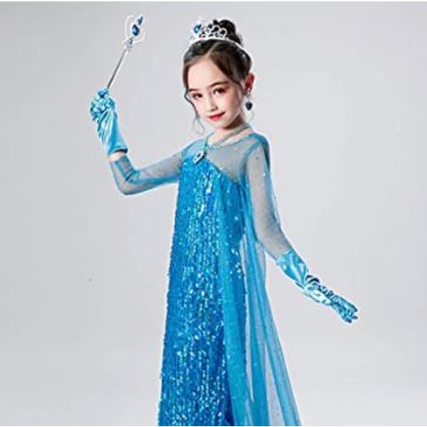 Blå prinsessesæt til prinsessekjoler Frost Elsa Anna Blue one size