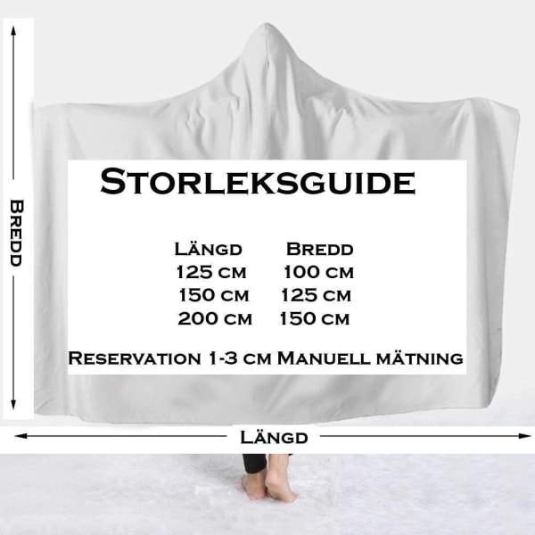 Plush Filt Pläd med Huva Up Up Gronulla Sharks Blue one size