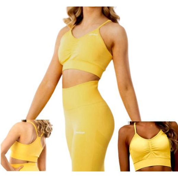 Seamless Sport BH Topp Gul Gymshout Gul L