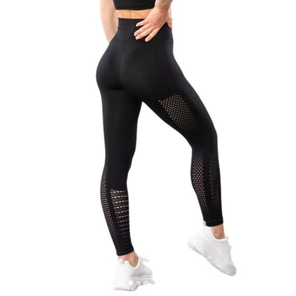 Svarta Seamless Tights Leggings Mesh Svart L