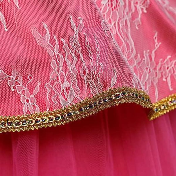 Elegant Rosa Prinsessklänning Törnrosa Maskeraddräkt Pink 152