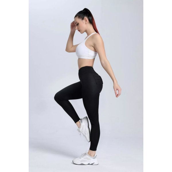 Svarta Leggings med Fickor Black M