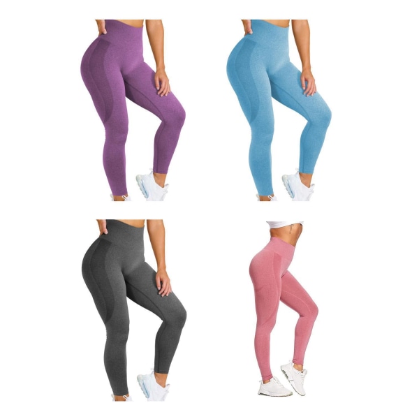Blåa Tights Seamless Hög midja  Leggings Blue L