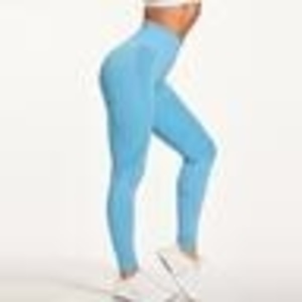 Blåa Tights Seamless Hög midja  Leggings Blue S