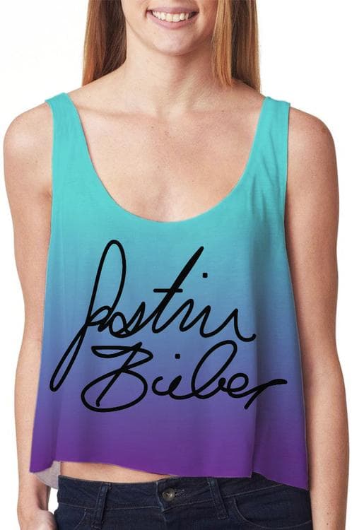 Justin Fanatic Crop Topp Blå M