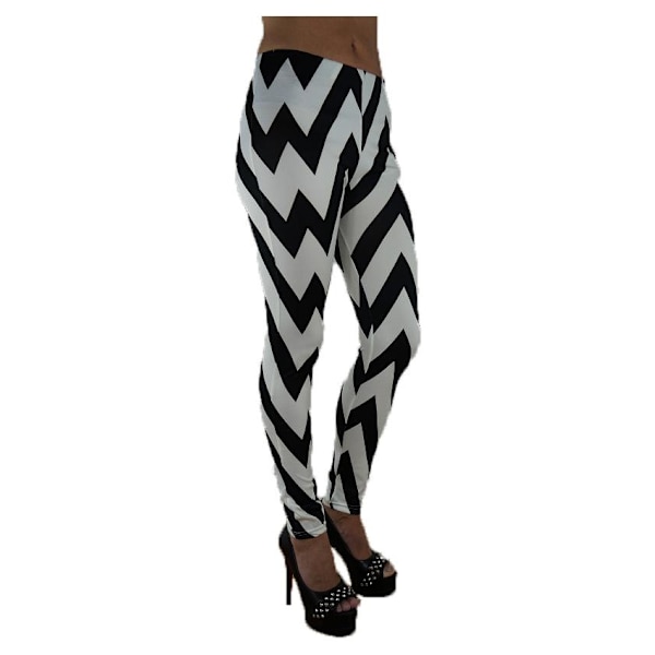 Svart vita leggings med resår i midjan Black one size
