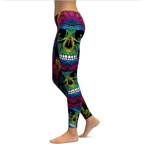 Dödskalle leggings multifärg M