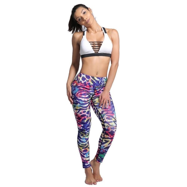 Färgglada Djurmönstrade Yoga Leggings Multicolor XXXL