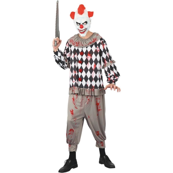Läskig Clown Maskeraddräkt Halloween Svart one size