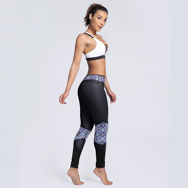 Svarta Yoga Leggings Med Mönster Black S