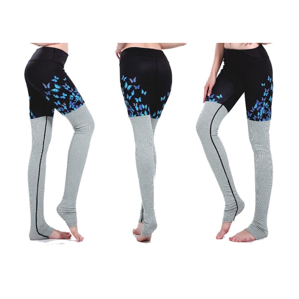 Blå fjärils Yoga Leggings MultiColor M