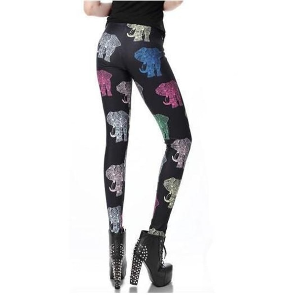 Tribal Elephant Leggings Black S