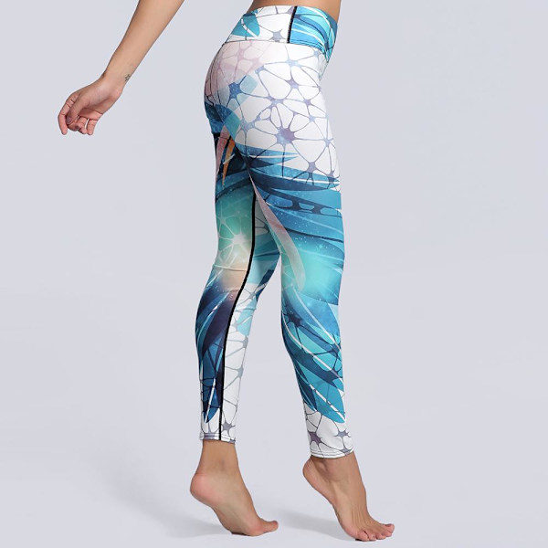 Blå Grön Mönstrade Leggings multifärg S
