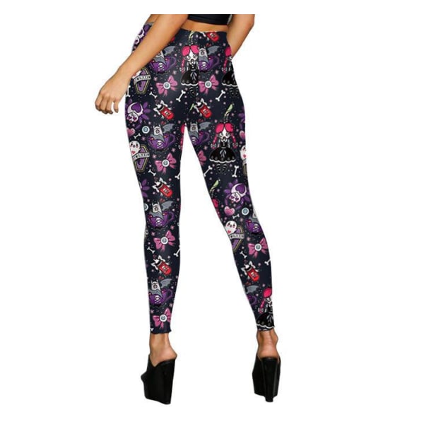 Sorte leggings med figurer Black S