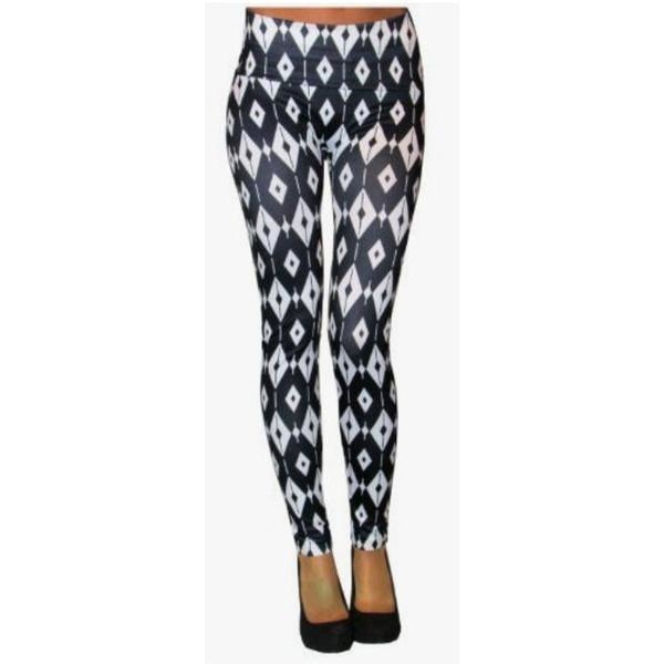 Mönstrade Leggings i Svart och Vitt Black one size