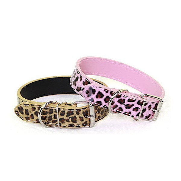 Hundhalsband Läderhalsband Leopard M 2.0 x 42 cm Gold M