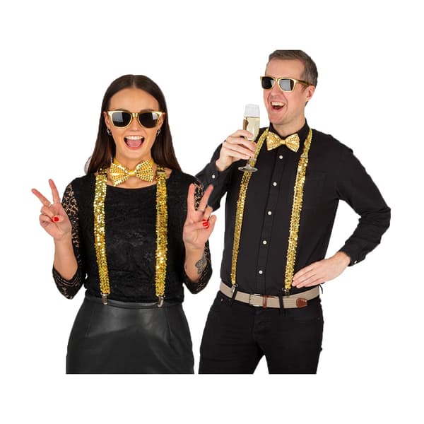 Guld Maskeradkit med Paljetter 3-pack Guld one size