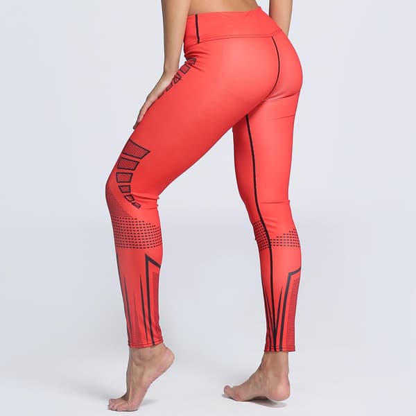 Röda Mönstrade Yoga Leggings Röd S