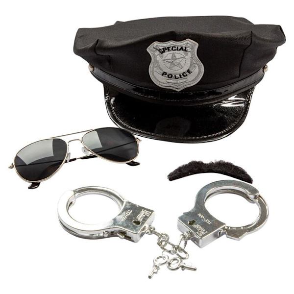 Polis set vuxen Halloween Maskerad Black one size