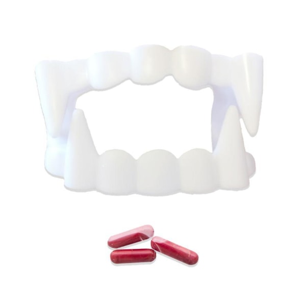 Dracula tænder med blodampuller Halloween White one size