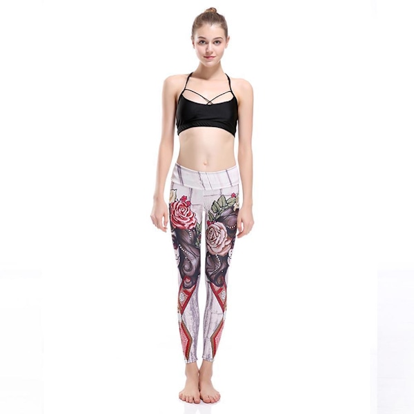 Tatto Woman and Rose Yoga Leggings MultiColor XXXL