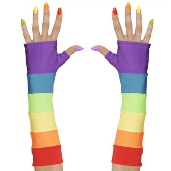 Pride flerfarvede fingerløse handsker maskeret Multicolor one size