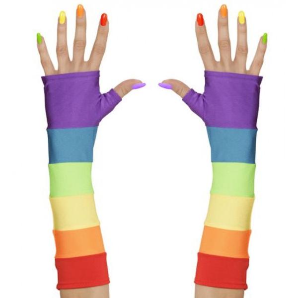 Pride Multifärgade fingerlösa handskar Maskerad Multicolor one size