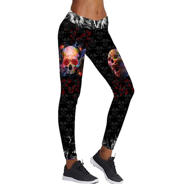 Svarta Leggings Med Färgglada Dödskallar Multicolor XL