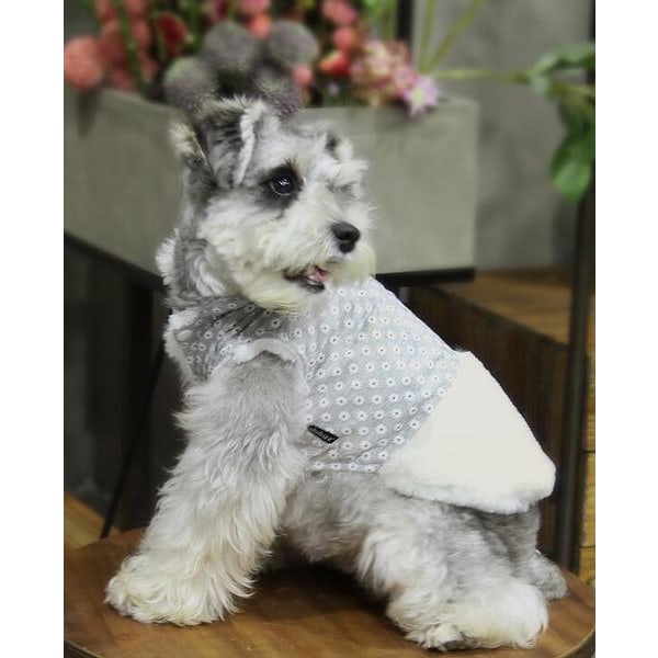 Lämmin vuorattu koiran takki kukkaisilla koiranpeitolla Grey XL