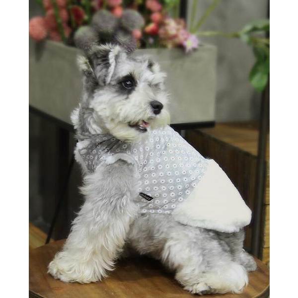 Varm fodrad hundjacka med blommor hundtäcke hundkläder Grey XL