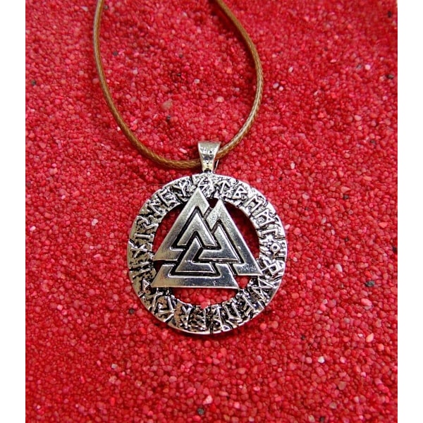 Valknut Wotan Knut Läderhalsband Viking Thor 3 Triangel Silvergrå one size