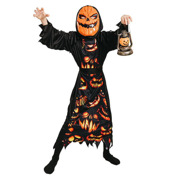 Pumpa Demon med Mask Maskeraddräkt Halloween Black 128