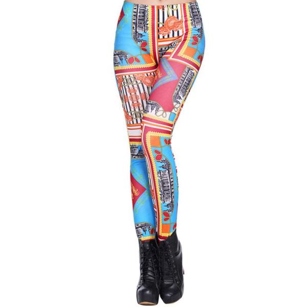 Färgglada mönstrade leggings MultiColor one size