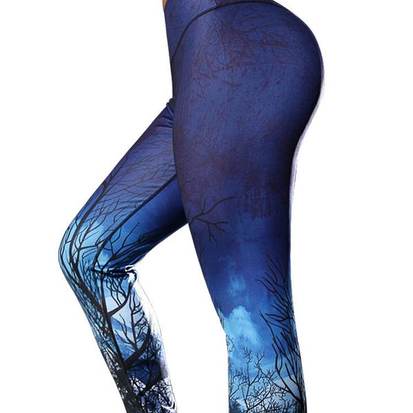 Siniset leggingsit, joissa kuvio Blue S