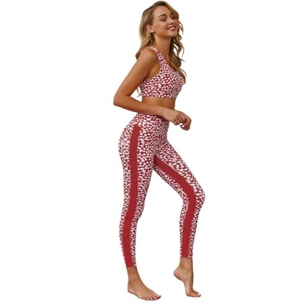 Prickig Yoga Fitness 2-delat Träningsset Röd Red L