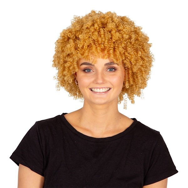 Blond Lockig Krullig Peruk Creme one size